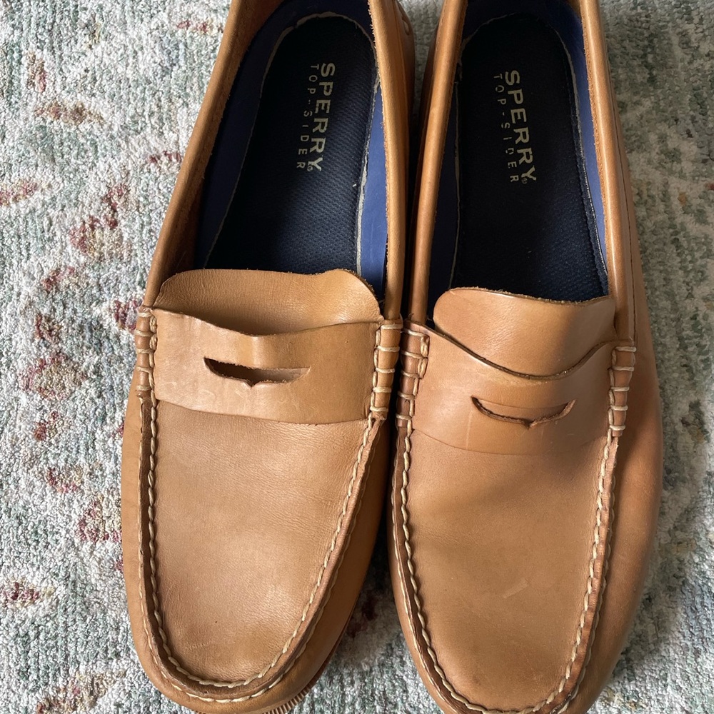 Sperry Men's Light Brown Leather Slip-On Loafers